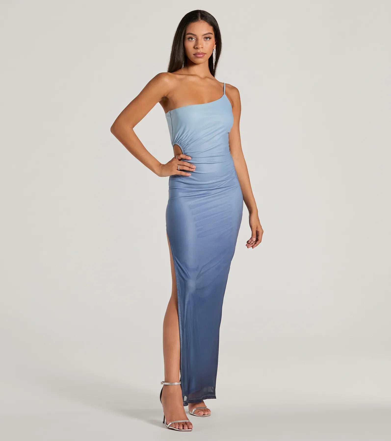 Pleated Women Dress with a Timeless and Elegant TextureSpecial Stunner One-Shoulder Cutout Ombre Maxi Dress