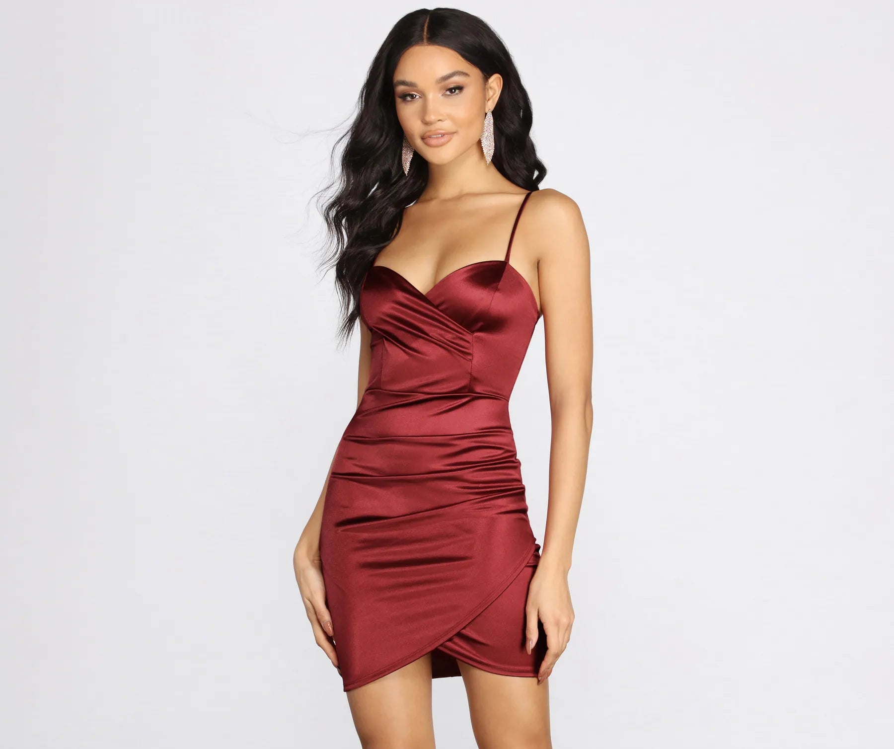 Mini Women Dress with a Short Hem for a Young and Trendy StyleGlossy Satin Mini Dress