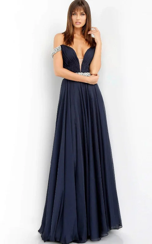 Shift Women Dress with a Simple and Classic Design for Everyday WearJovani 54935 Off-Shoulder High Slit Long Prom Dress