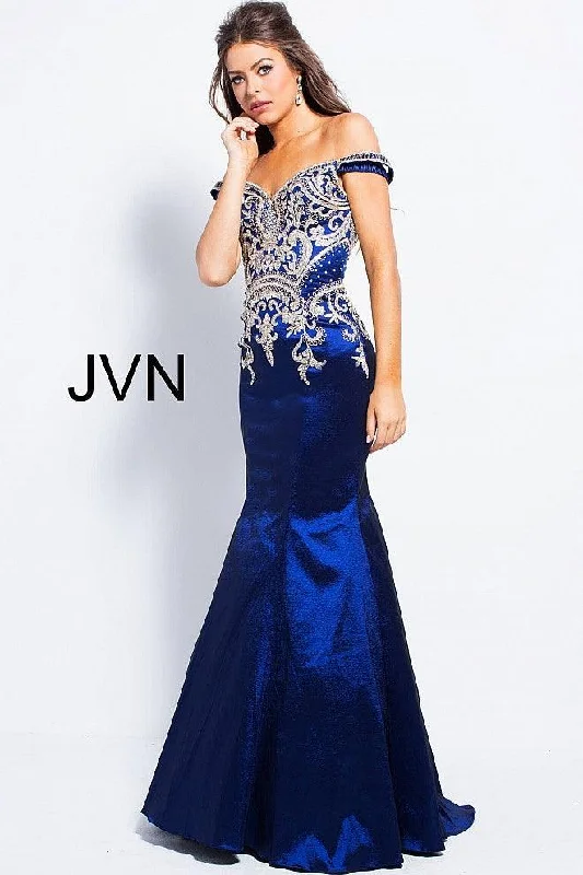 Lace - Embellished Women Dress for an Elegant and Sophisticated AppearanceJovani 61193 Long Off the Shoulder Prom Dress