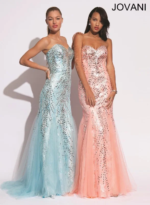 Ball Gown Women Dress with a Full Skirt for a Princess - like LookJovani 88311 Long Prom Strapless Evening Dress