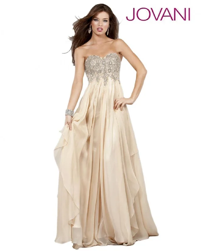 Halter Neck Women Dress to Show Off the Shoulders and NecklineJovani 1560 Prom Long Strapless Formal Dress