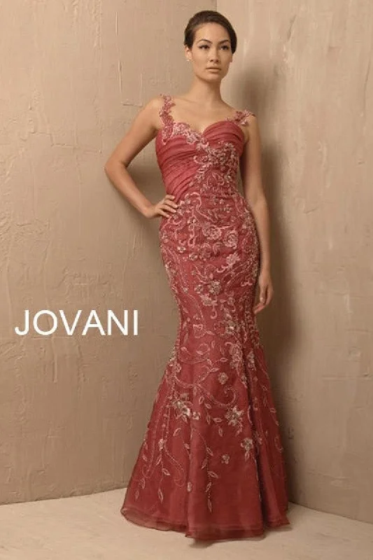 Long - Sleeve Women Dress in Velvet for a Luxurious Winter LookJovani 171570 Sleeveless Floral Long Evening Dress