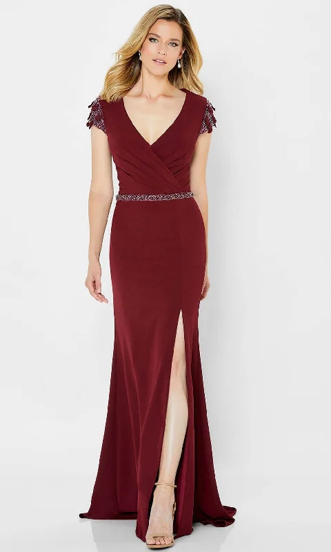 Strapless Women Dress with a Built - in Bra for Comfort and SupportMontage by Mon Cheri 122902 - Embellished Surplice Bodice Formal Gown