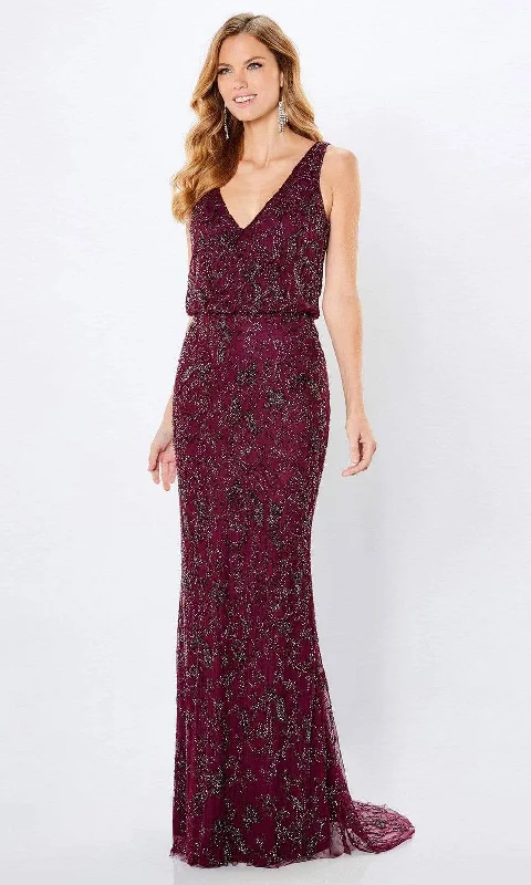 Backless Women Dress for a Sexy and Alluring Look at Evening EventsMontage by Mon Cheri - 221966 Beaded Blouson Column Dress