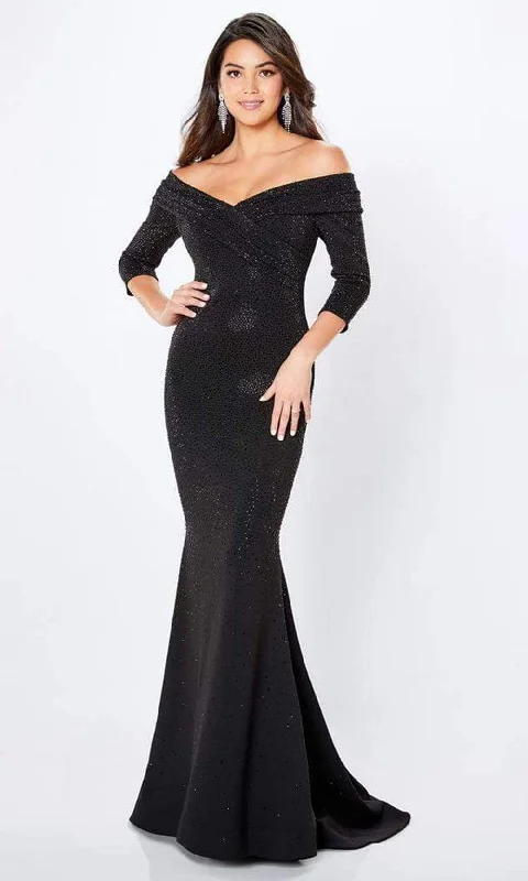 Mini Women Dress with a Short Hem for a Young and Trendy StyleMontage by Mon Cheri - 221970 Off-Shoulder Sparkle Beaded Mermaid Gown