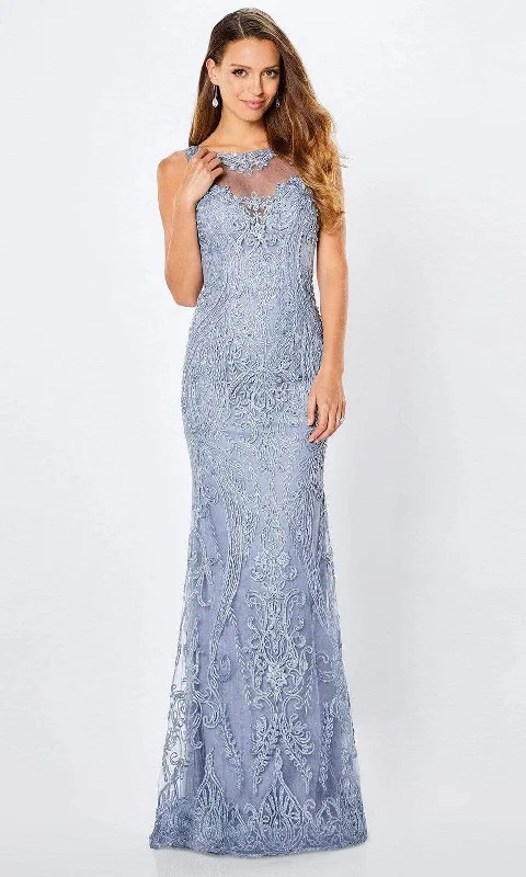 Lace - Embellished Women Dress for an Elegant and Sophisticated AppearanceMontage by Mon Cheri - 221971 Jewel Neck Embroidered Sheath Gown