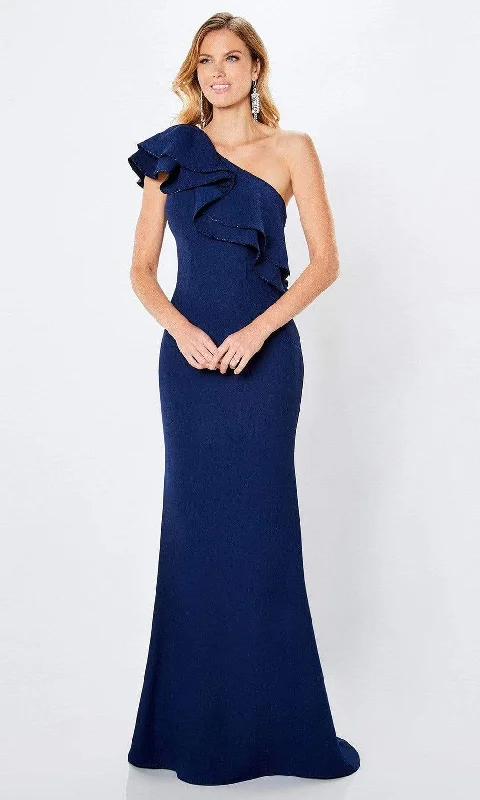 Pleated Women Dress with a Timeless and Elegant TextureMontage by Mon Cheri - 221975 Embellished Ruffled Asymmetric Long Gown