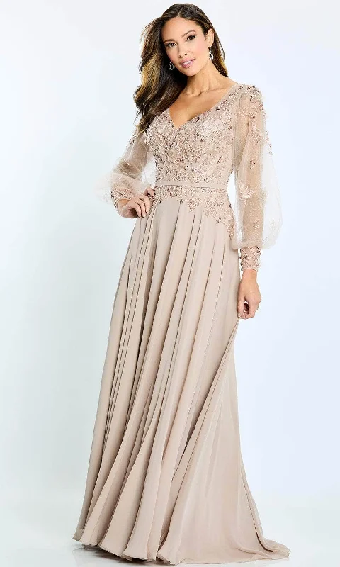 Halter Neck Women Dress to Show Off the Shoulders and NecklineMontage by Mon Cheri M505 - Long Sleeve A-line Long Dress