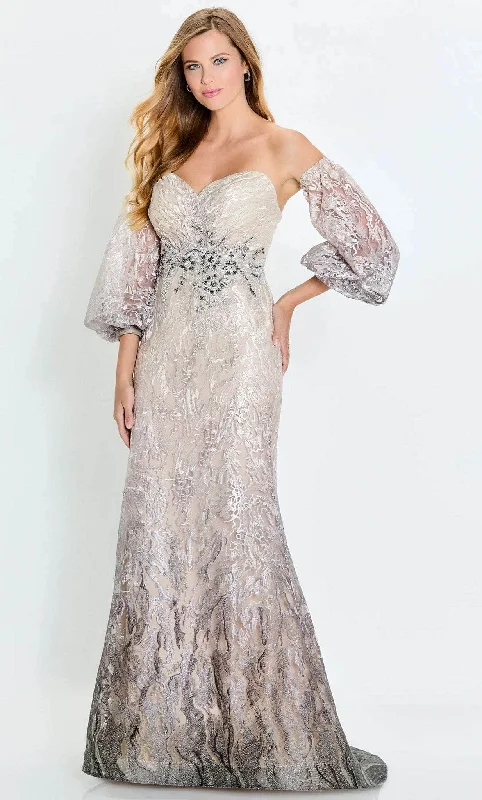 Ball Gown Women Dress with a Full Skirt for a Princess - like LookMontage by Mon Cheri M523 - Detachable Sleeves Formal Gown