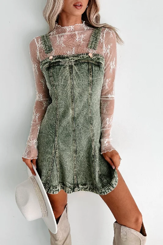 Backless Women Dress for a Sexy and Alluring Look at Evening EventsMy Mission In Life Washed Denim Overall Dress (Olive)