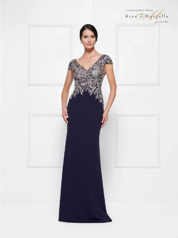 Off - the - Shoulder Women Dress for a Romantic and Feminine LookRina di Montella Long Formal Dress 2652