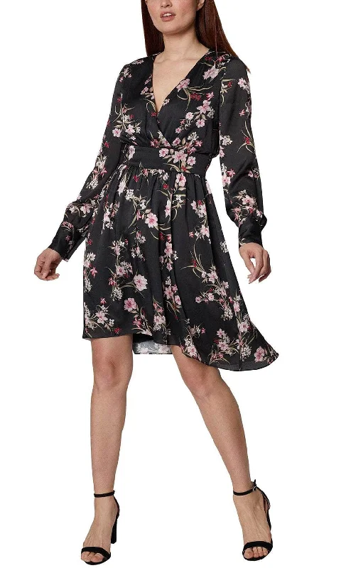 Strapless Women Dress with a Built - in Bra for Comfort and SupportBCBG Generation GU07D16 - Floral Long Sleeve Casual Dress