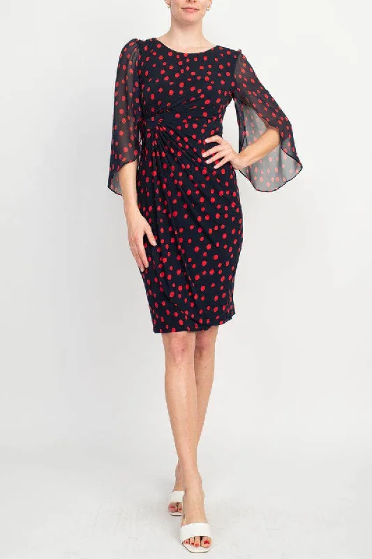 Backless Women Dress for a Sexy and Alluring Look at Evening EventsConnected Apparel TFW01832M1 - Split Sleeve Polka Dot Cocktail Dress