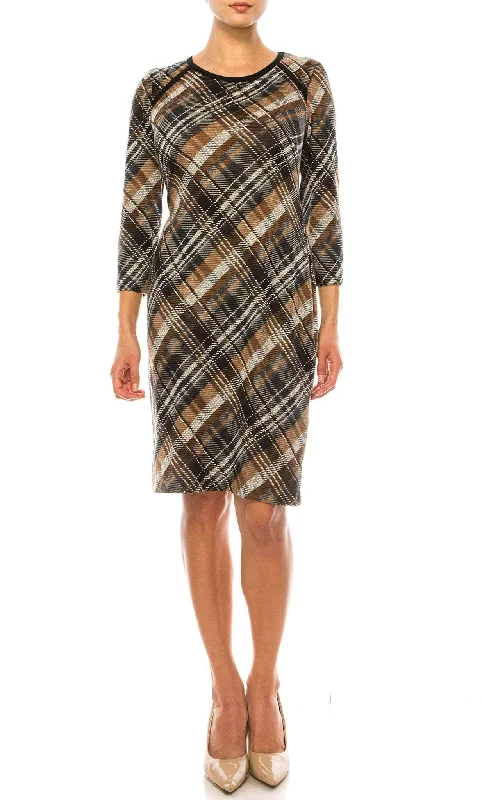 Little Black Women Dress with Sequins for a Glamorous Night OutConnected Apparel TXN27568 - Long Sleeve Plaid Print Short Dress