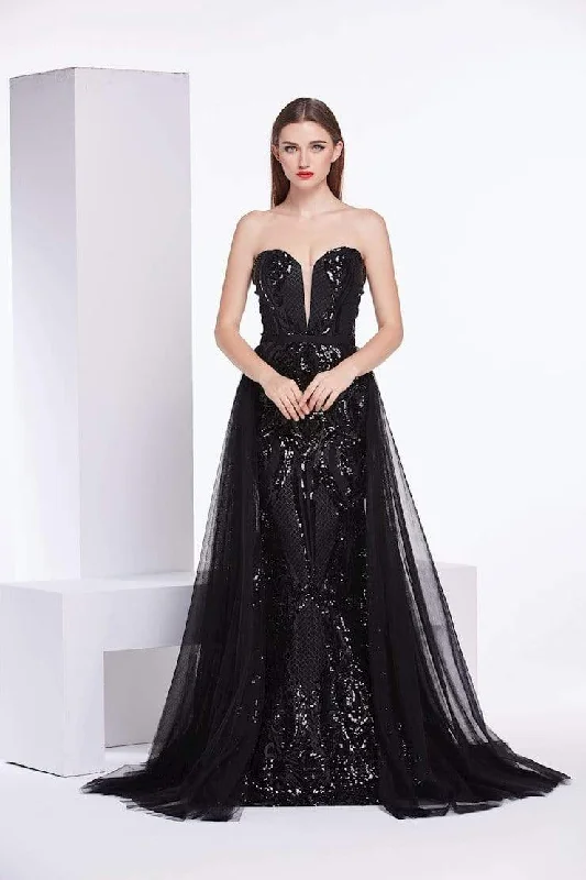 Long - Sleeve Women Dress in Velvet for a Luxurious Winter LookJ'Adore Dresses - J14026 Sequin Embellished Dress with Sheer Train