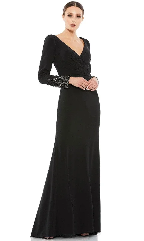 Printed Abstract Women Dress for a Modern and Artistic AppealMac Duggal 55712 - Embellished Long Sleeve Evening Gown