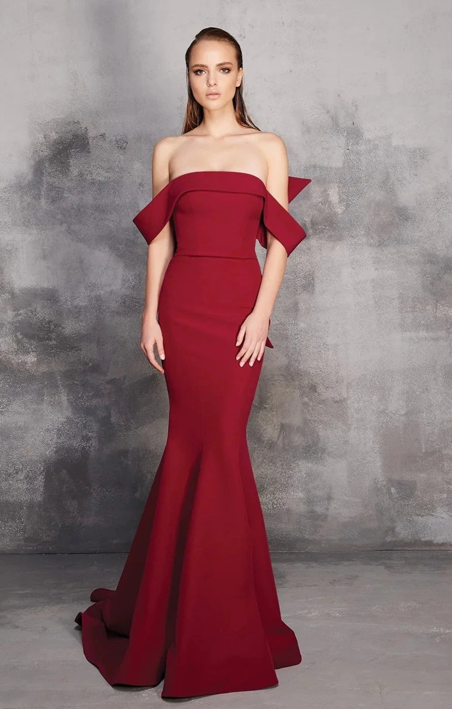 Halter Neck Women Dress to Show Off the Shoulders and NecklineMNM Couture - Off-Shoulder Ruffled Mermaid Gown N0145