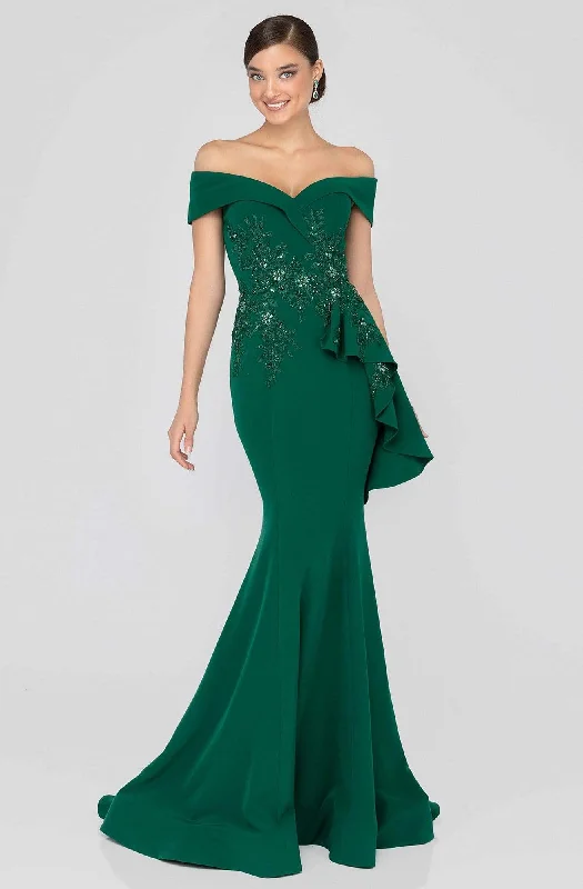 Wrap - Style Women Dress with Adjustable Fit for All Body TypesTerani Couture - 1911M9339 Off Shoulder Side Drape Peplum Mermaid Gown