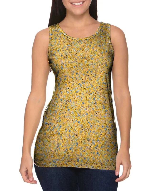 Plus Size Women's Ruffled Hem Tank Tops with Floral PrintsJust Engaged Bking Yellow Gold