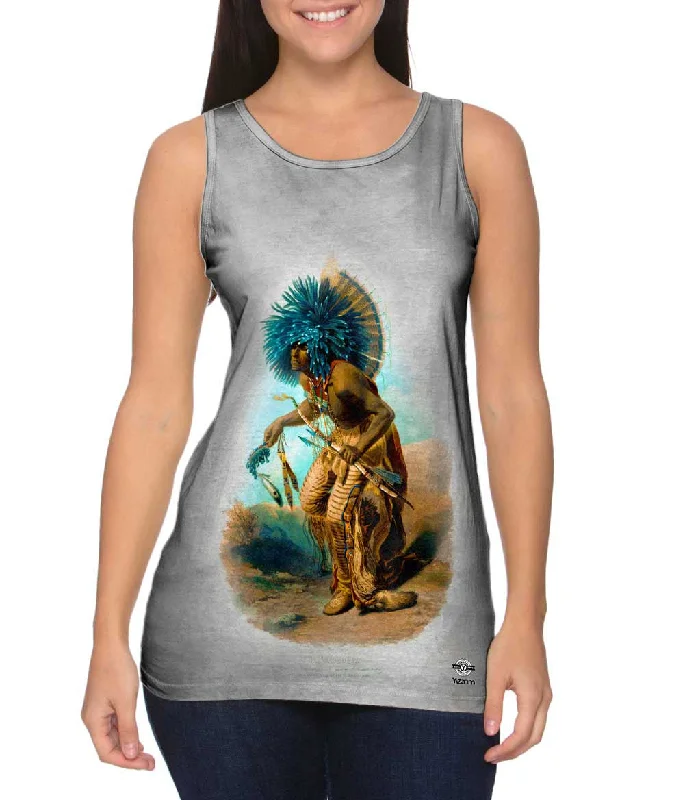 V - Neck Women's Moisture - Wicking Tank Tops for RunningKarl Bodmer - "Moenitarri warrior in the costume of the dog danse" (1840)