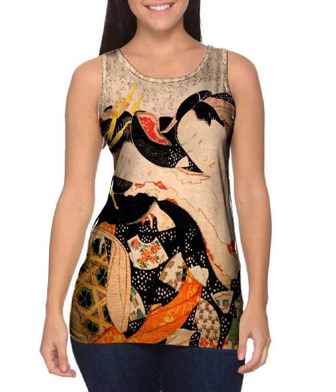 High - Neck Women's Silk Blend Tank Tops for a Luxurious FeelKatsushika Hokusai 007