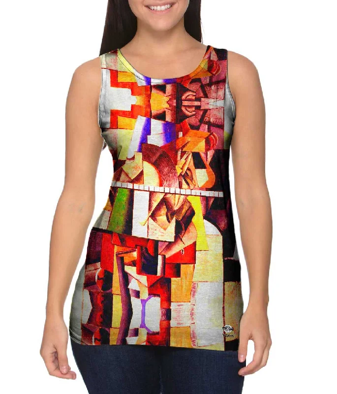 Women's Spaghetti Strap Tank Tops with Geometric PatternsKazimir Malevich - "Portrait of Matiushin" (1913)