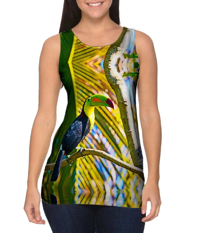 Crew Neck Women's Sustainable Tank Tops Made from Recycled MaterialsKeel Billed Tucan