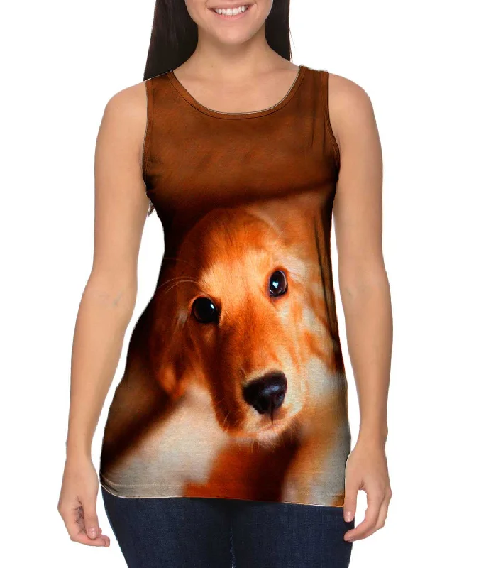 Women's Cropped Tank Tops with Vintage Band LogosKindly Golden Cocker Spaniel