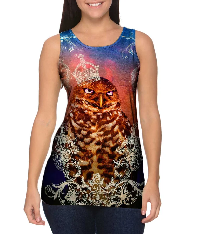 Women's Button - Down Tank Tops in Striped PatternsKing Castle Owl