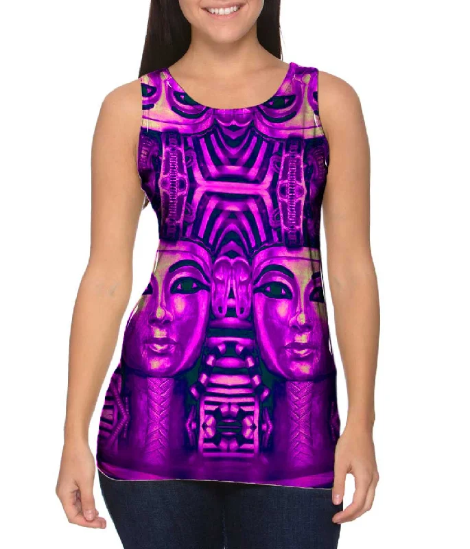 Women's Spaghetti Strap Tank Tops with Geometric PatternsKing Tut Reincarnation Purple