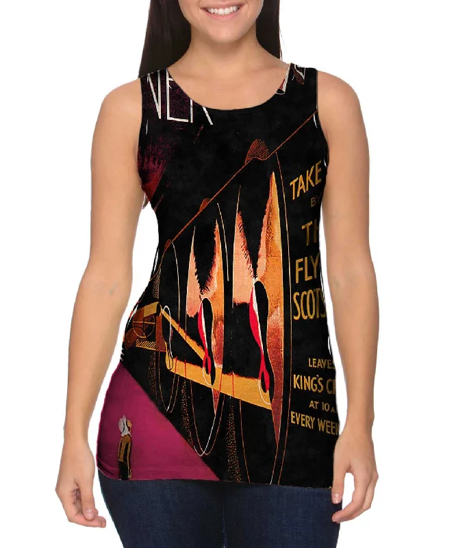 Women's Cropped Tank Tops with Vintage Band LogosKings Cross London England - Take Me By The Flying Scotsman