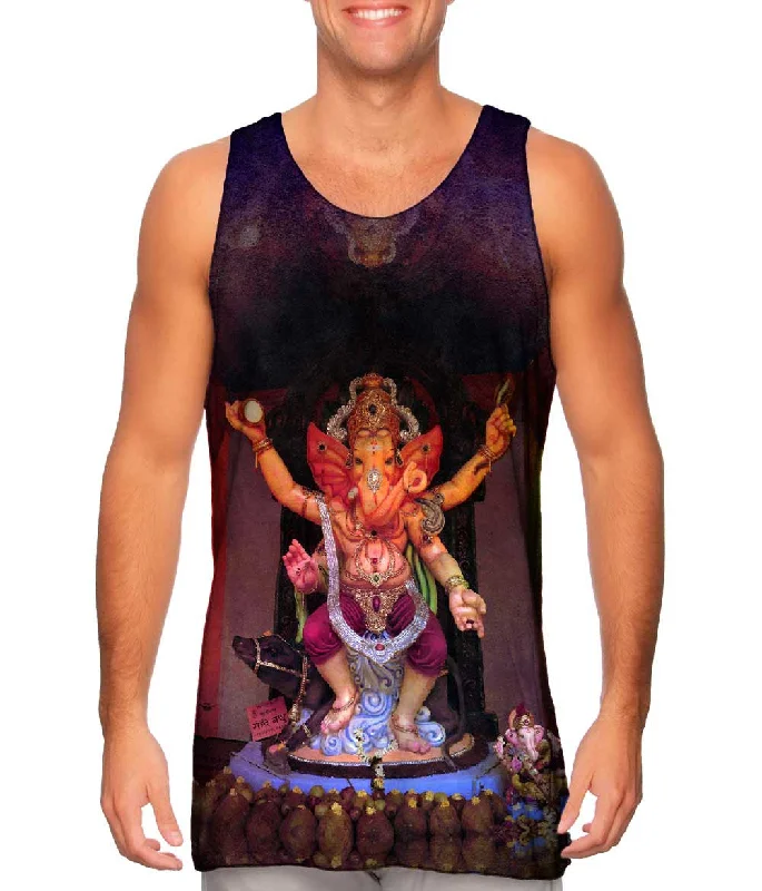 Plus Size Women's Puff - Sleeve Tank Tops in Pastel HuesKirti Krishna Badkundri - "Lord Ganesha Idol Karnataka"