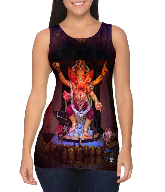 High - Neck Women's Silk Blend Tank Tops for a Luxurious FeelKirti Krishna Badkundri - "Lord Ganesha Idol Karnataka"