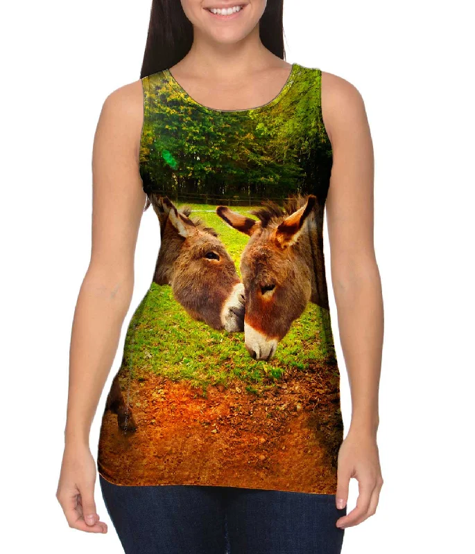 Women's Longline Tank Tops with Abstract PrintsKissing Donkey