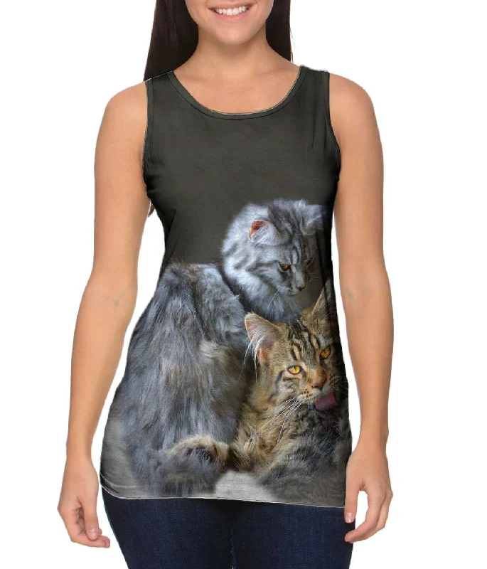 V - Neck Women's Moisture - Wicking Tank Tops for RunningKitten Friends Lounging