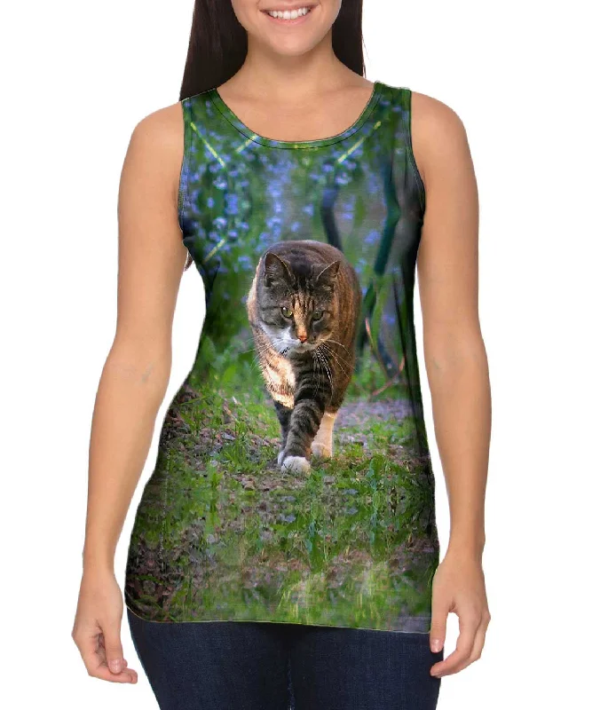 Women's Cropped Tank Tops with Vintage Band LogosKitty Cat On The  Prowl