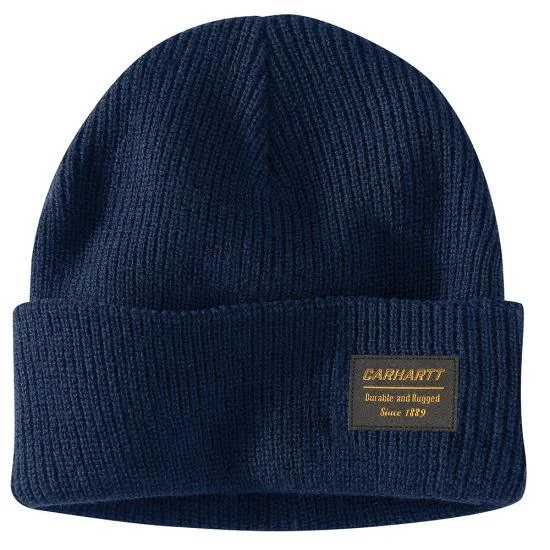 Knit Rugged Patch Beanie - Lake