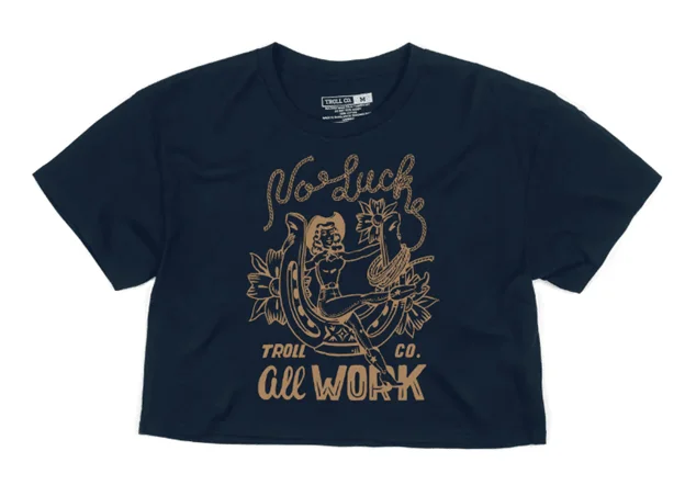 Women's No Luck Crop Tee - Navy