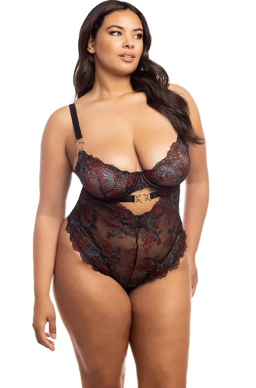 Crop Bodysuits to Pair with High - Waisted BottomsUnlined Underwire Embroidered Teddy