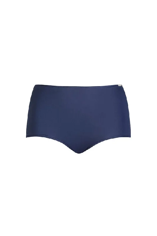 Lace - trimmed bikini for an elegant and romantic touchChlorine Resistant Navy High Waisted Bikini Bottoms