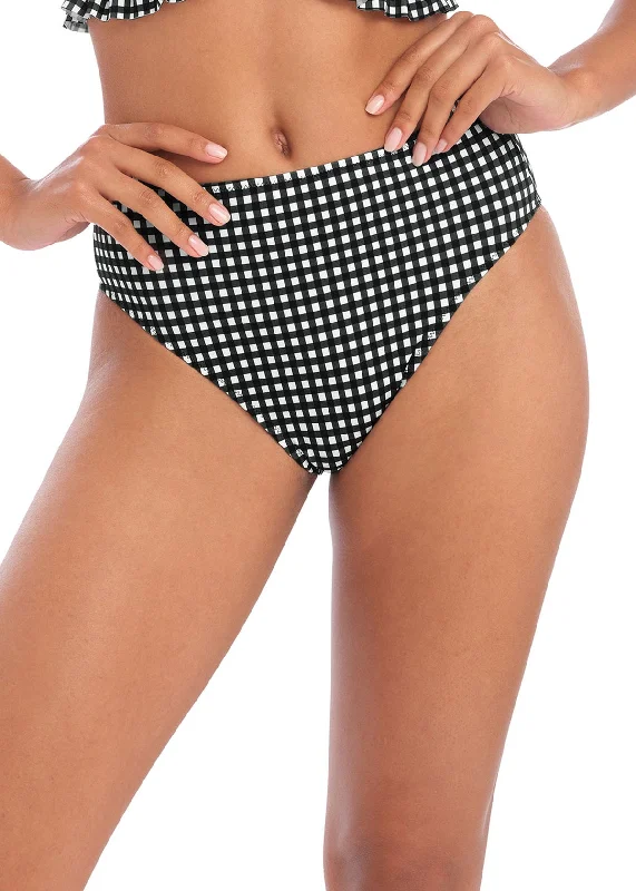 High - waisted bikini for a retro and tummy - flattering lookFreya Swimwear Check In Monochrome High Waist Bikini Bottom 201978