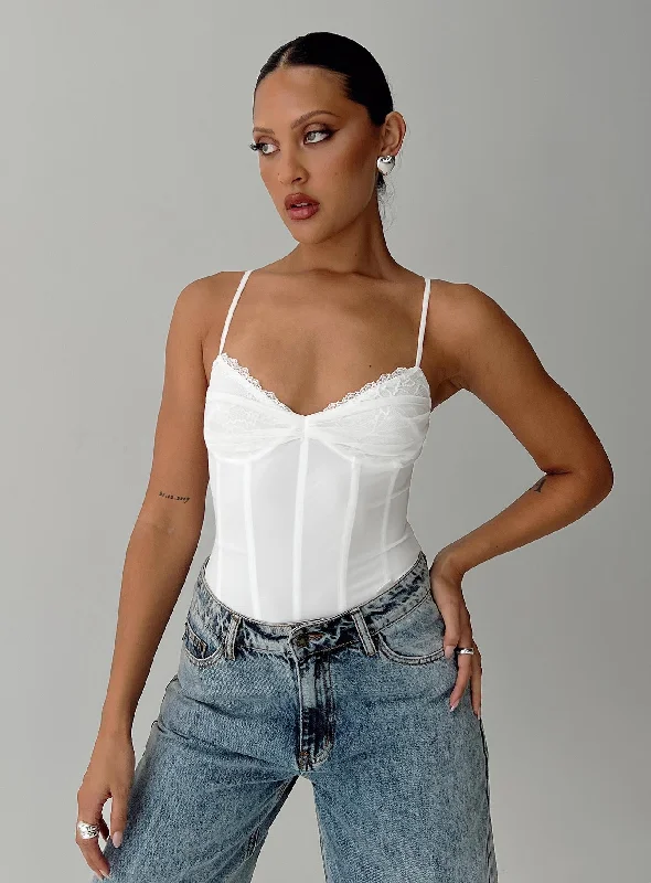 High - Neck Bodysuits for a Modest and Sophisticated LookKarisha Bodysuit White