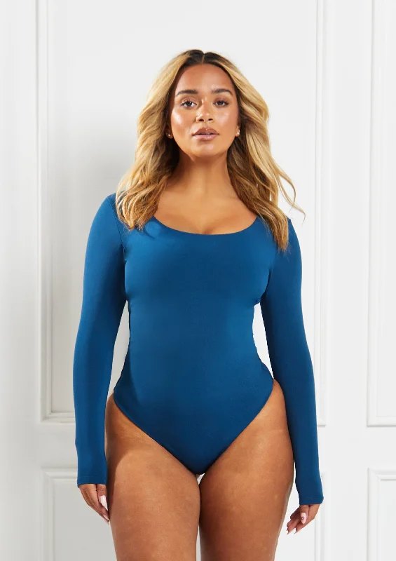 Long - Sleeve Bodysuits for Cold Weather LayeringLong Sleeve Scoop Neck 'Charlotte' Bodysuit - Teal