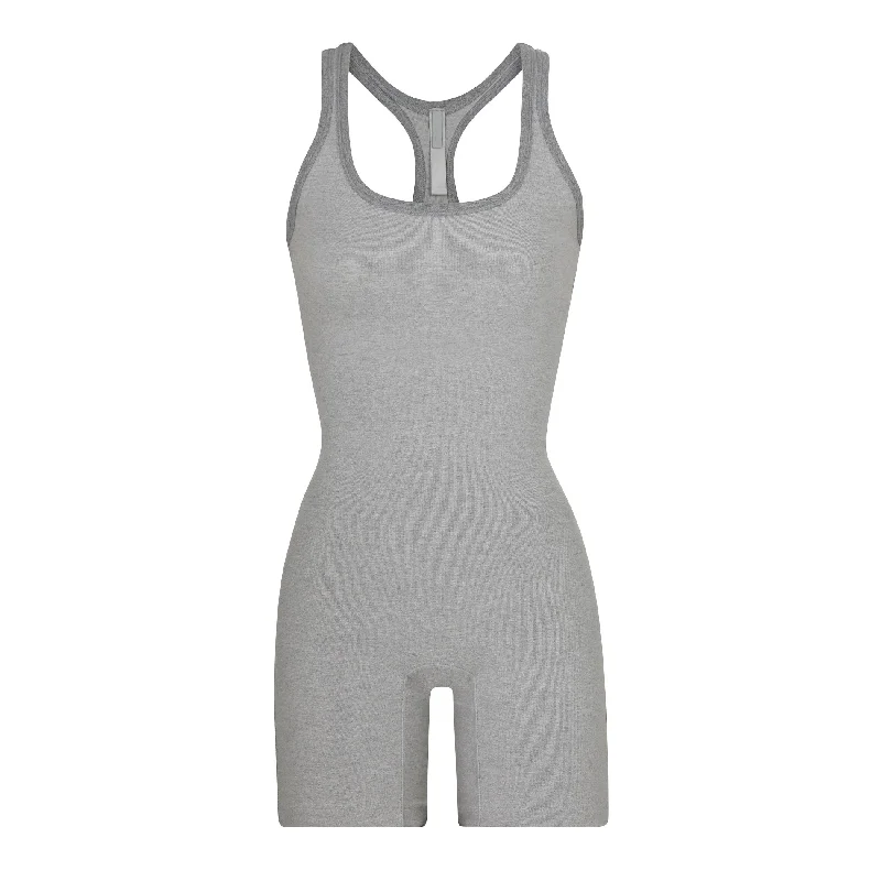 Sheer Bodysuits for a Seductive and Alluring OutfitOUTDOOR BASICS MID THIGH BODYSUIT | HEATHER GREY