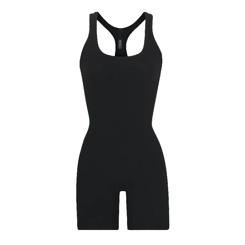 Sleeveless Bodysuits for a Cool and Casual Summer LookOUTDOOR BASICS MID THIGH BODYSUIT | ONYX