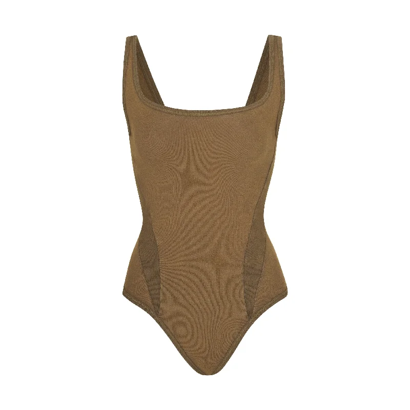 Organic Cotton Bodysuits for an Eco - Friendly and Comfortable OptionOUTDOOR BASICS TANK BODYSUIT | SEPIA