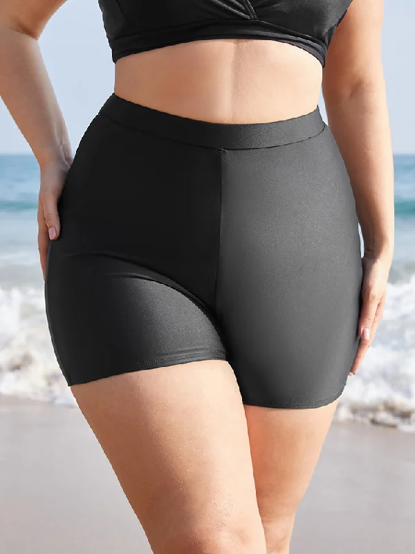 Swim sets with a puffed sleeve for a vintage - inspired stylePlain Elastic Waist Swim Shorts