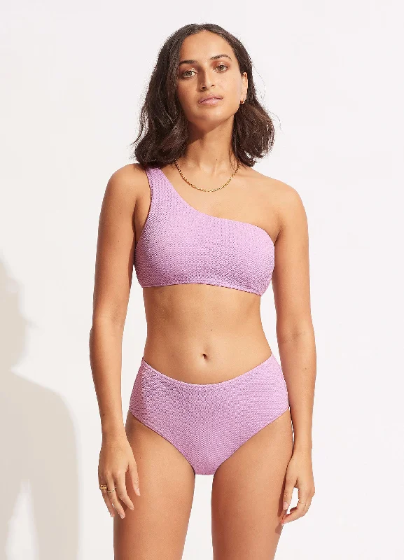 Striped bikini with a classic pattern for a timeless beach aestheticSea Dive Wide Side Retro - Lilac