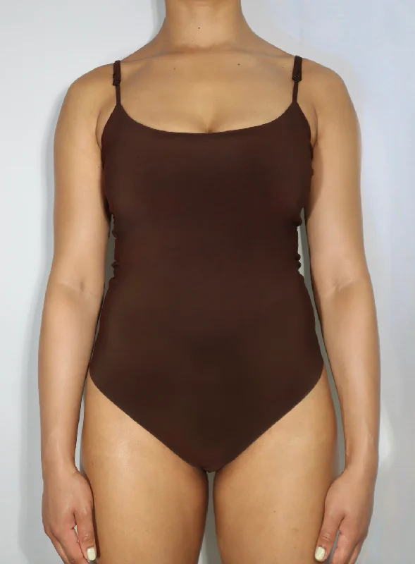 Plus - Size Bodysuits with a Comfortable and Flattering FitStrappy Cami 'Sonny' Adjustable Bodysuit - Chocolate Brown